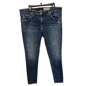 AG Women's Distressed Denim The Legging Ankle Blue Jeans Size 31R